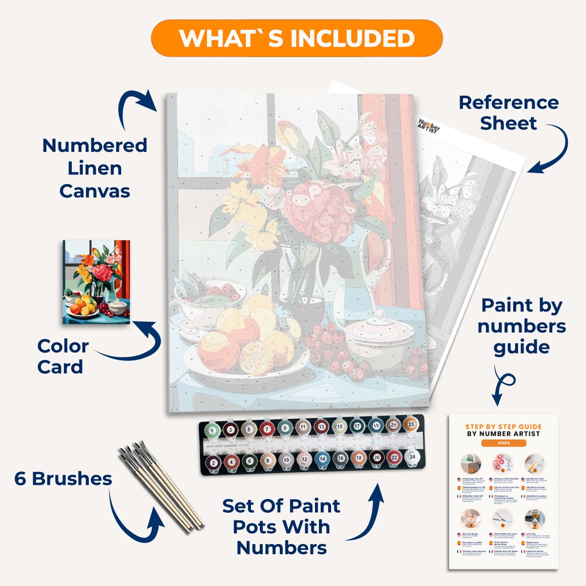 The image features a still life art piece.