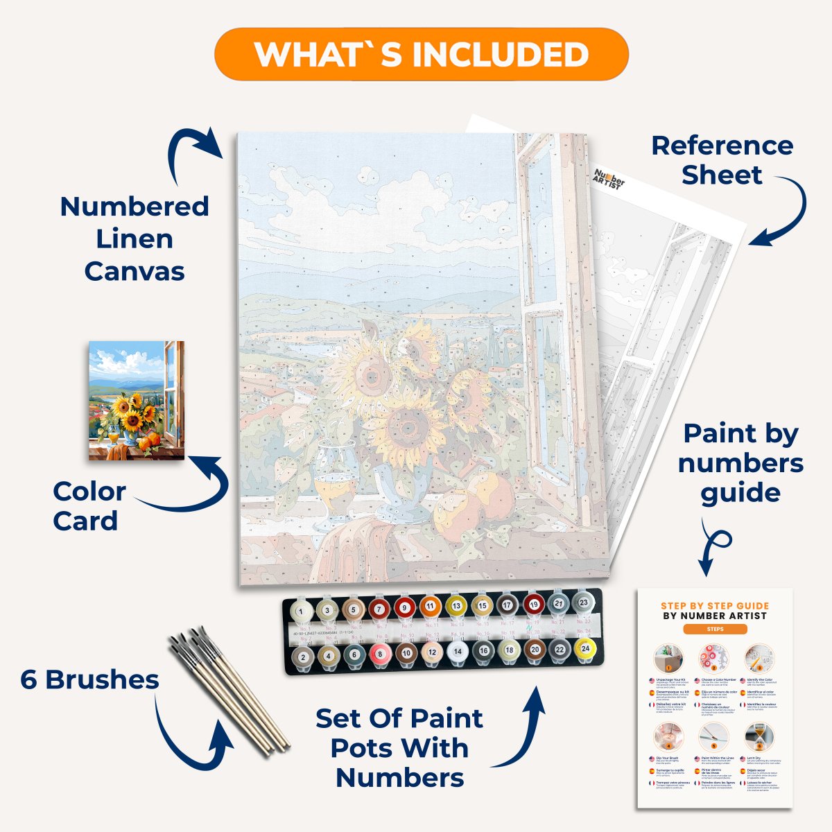 The image displays a sunny landscape scene, likely representing a traditional or rustic setting.