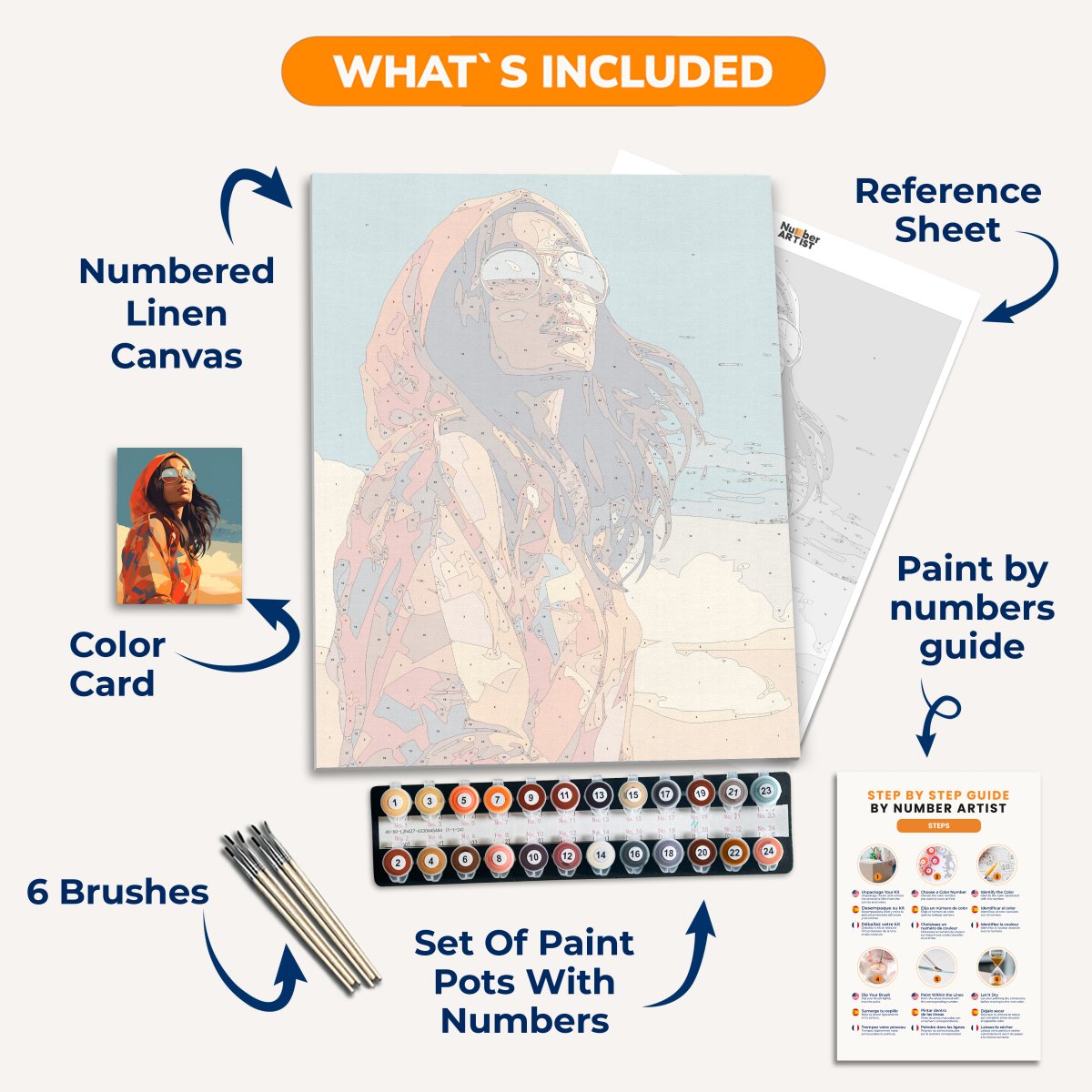 This is a square format illustration featuring a female figure with long hair and sunglasses.