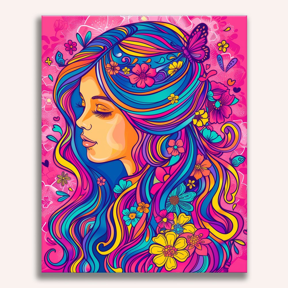 Chica rosa Pintar por Números Equipo, image size:1000x1000