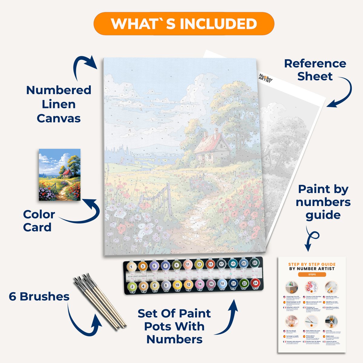 This is a colorful and lively illustration depicting a countryside scene.