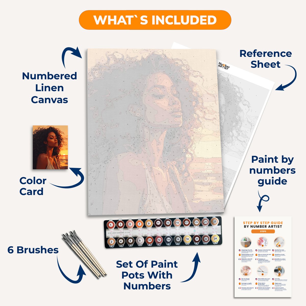 A digital artwork depicts a woman with long hair, wearing large hoop earrings and a tank top, set against a sunset on a beach.