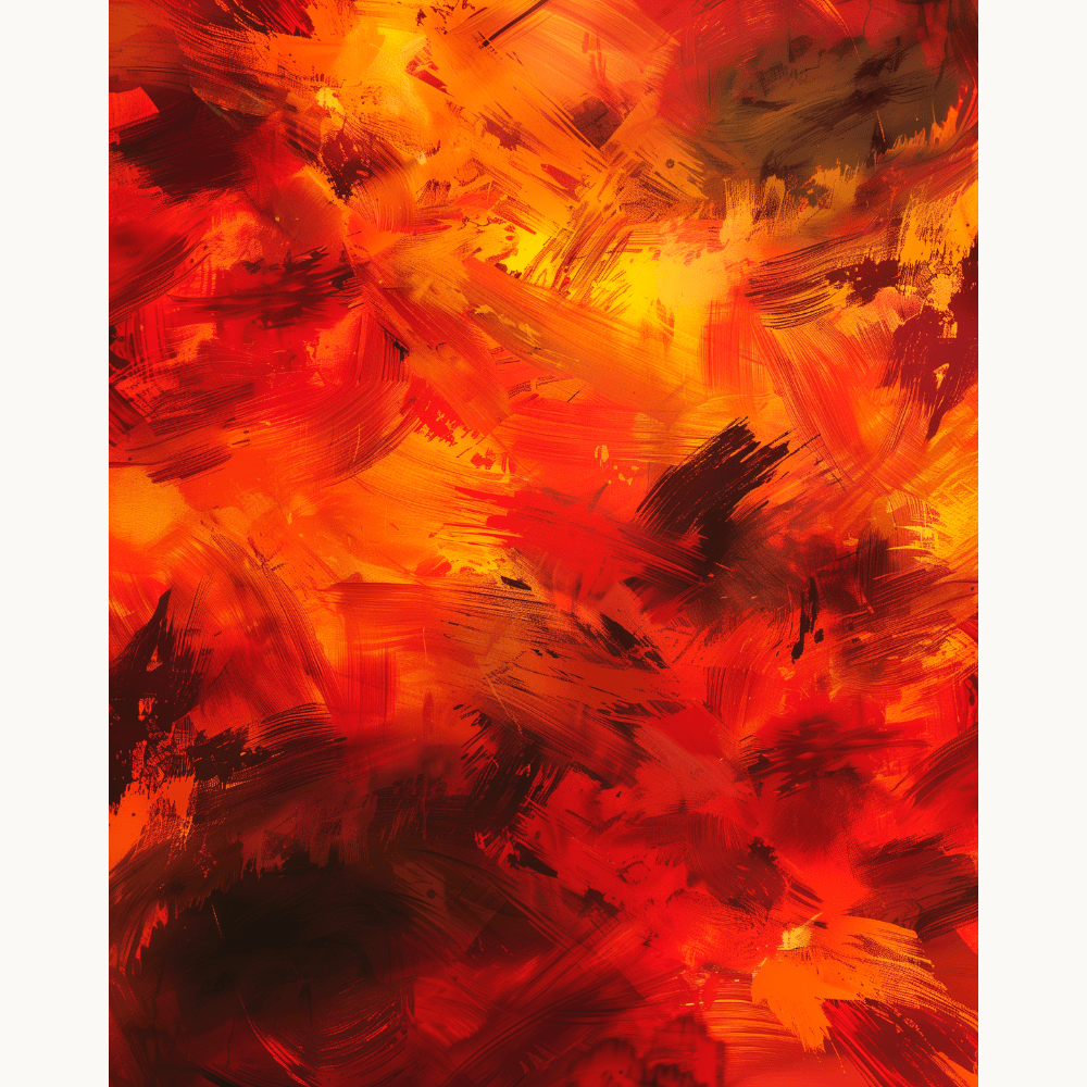 An abstract art piece featuring a vibrant, orange and red, dripping paint effect with a sense of movement.