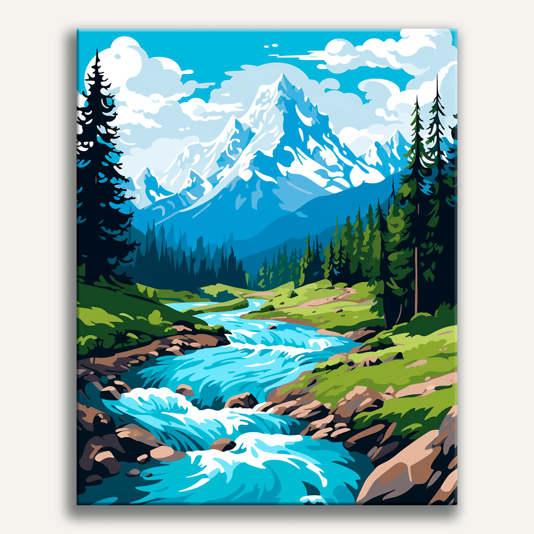 Alpine Serenity Stream Paint by Numbers Kit