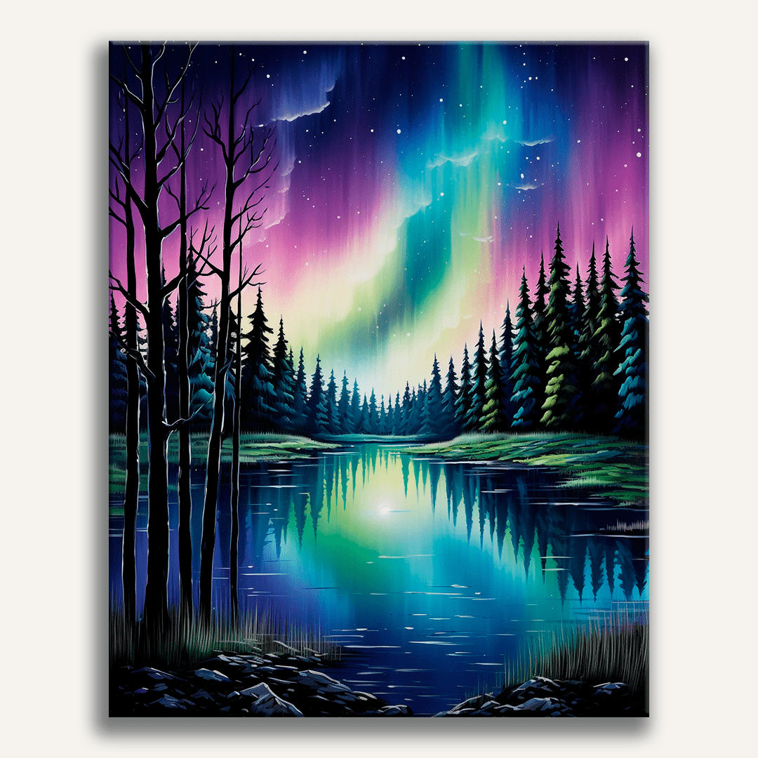 In this vivid and imaginative scene, a serene landscape unfolds.
