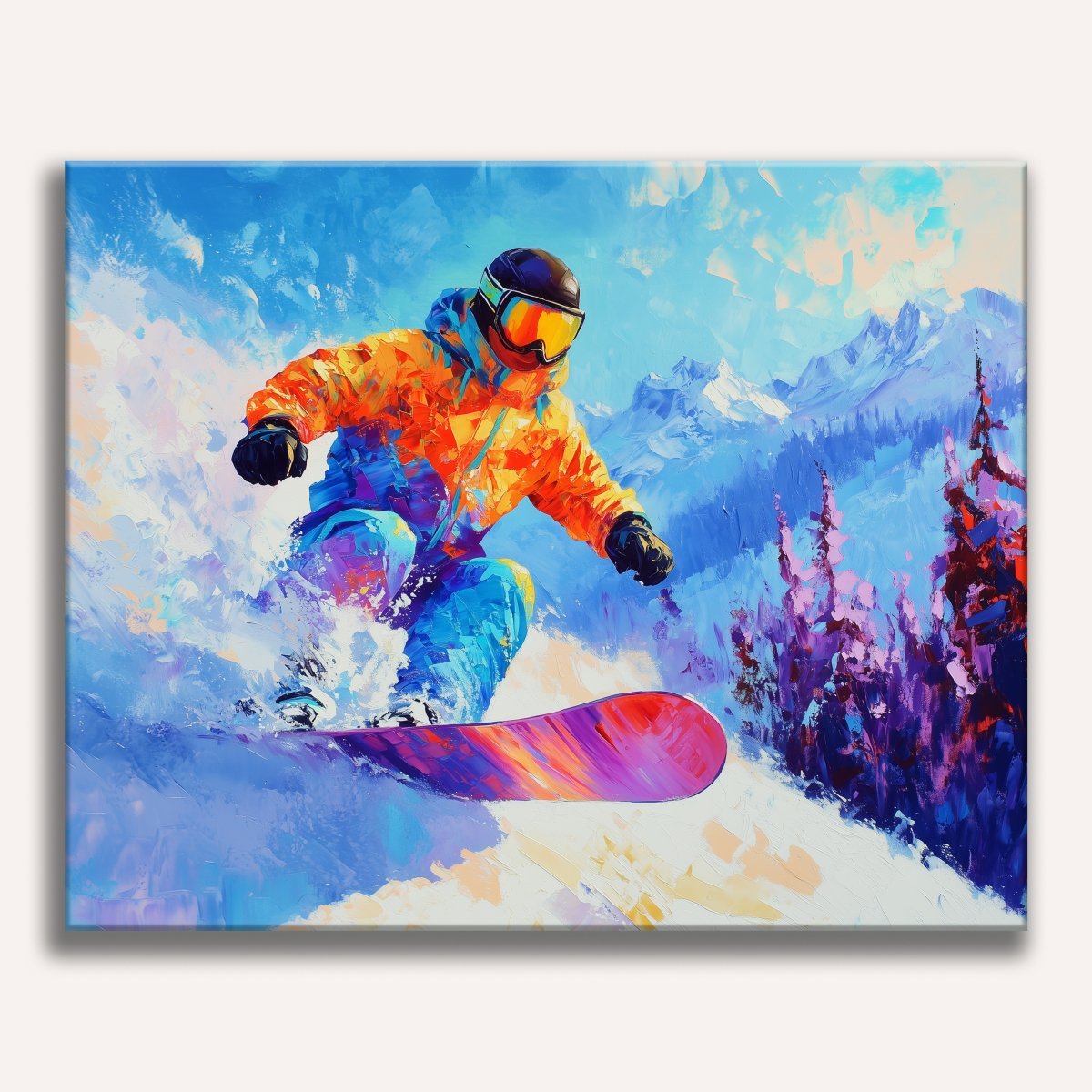 This is an image of a snowboarder in action on a snow-covered slope.