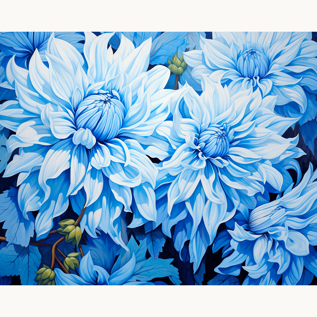 This image features a captivating display of blue flowers against a contrasting background.