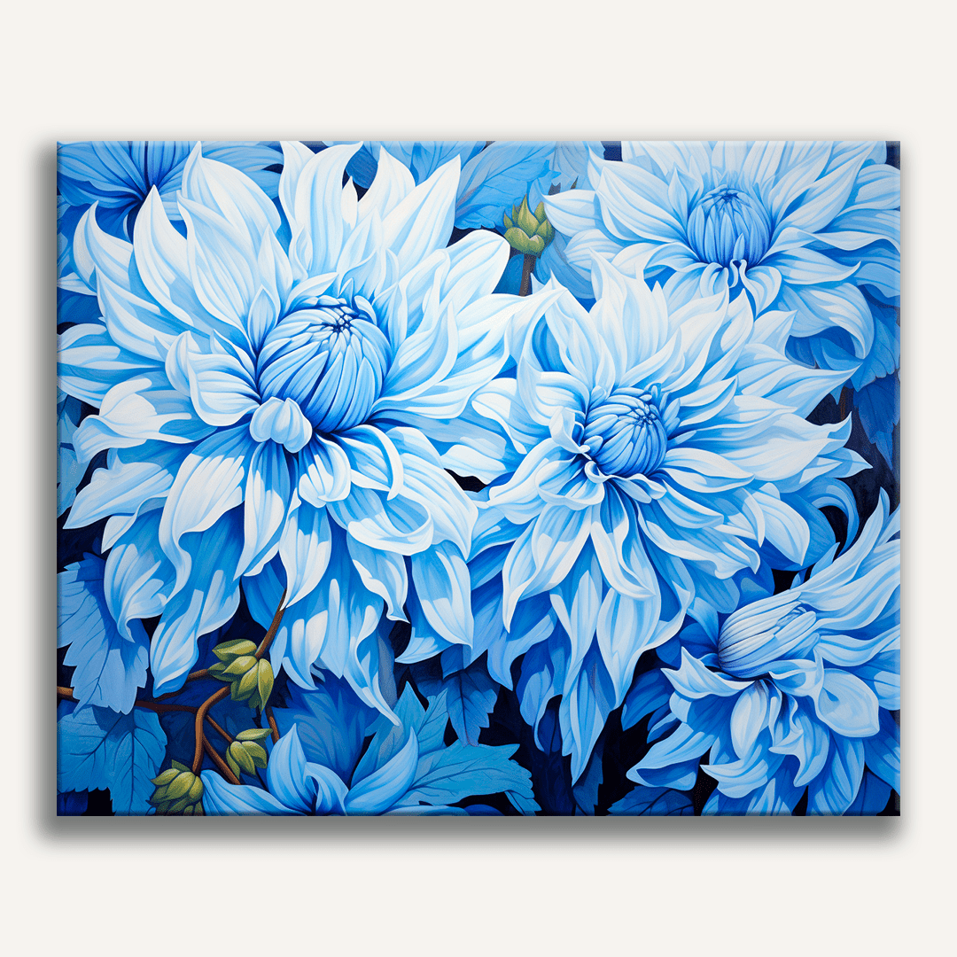 Azure Chrysanthemums Paint by Numbers Kit