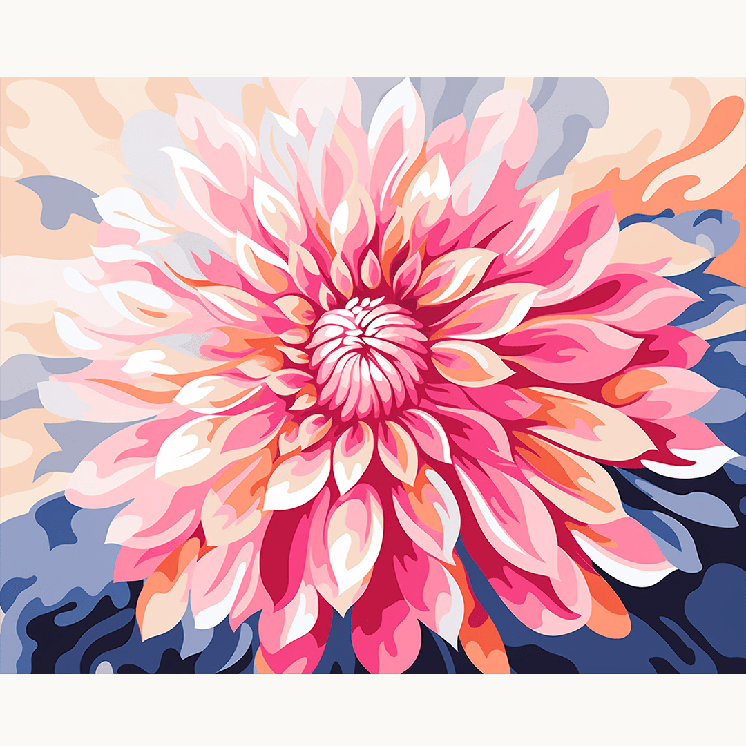 A large, vibrant wall art showcasing a beautiful floral arrangement in full bloom.
