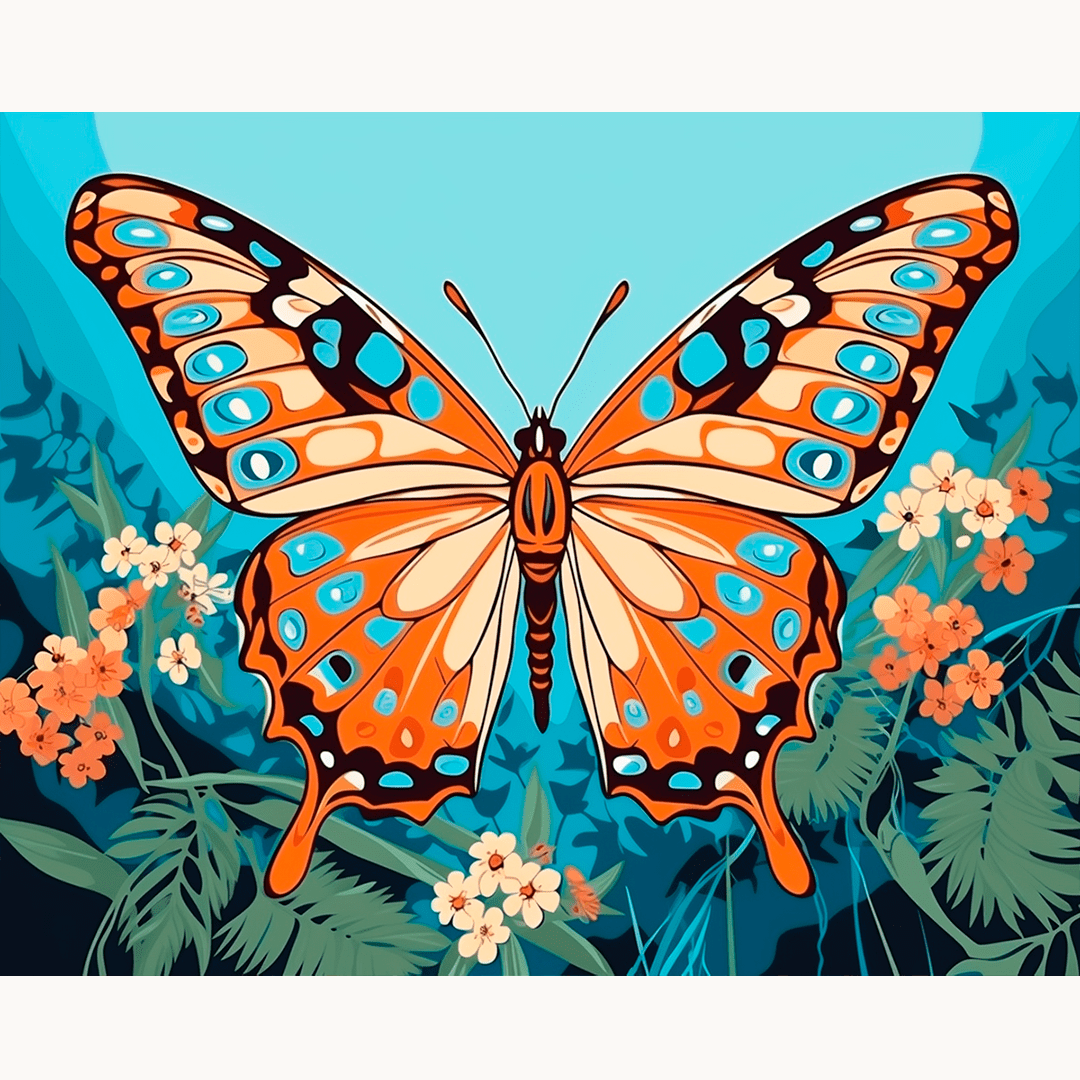 The image showcases a butterfly, characterized by its large wings that spread outward.