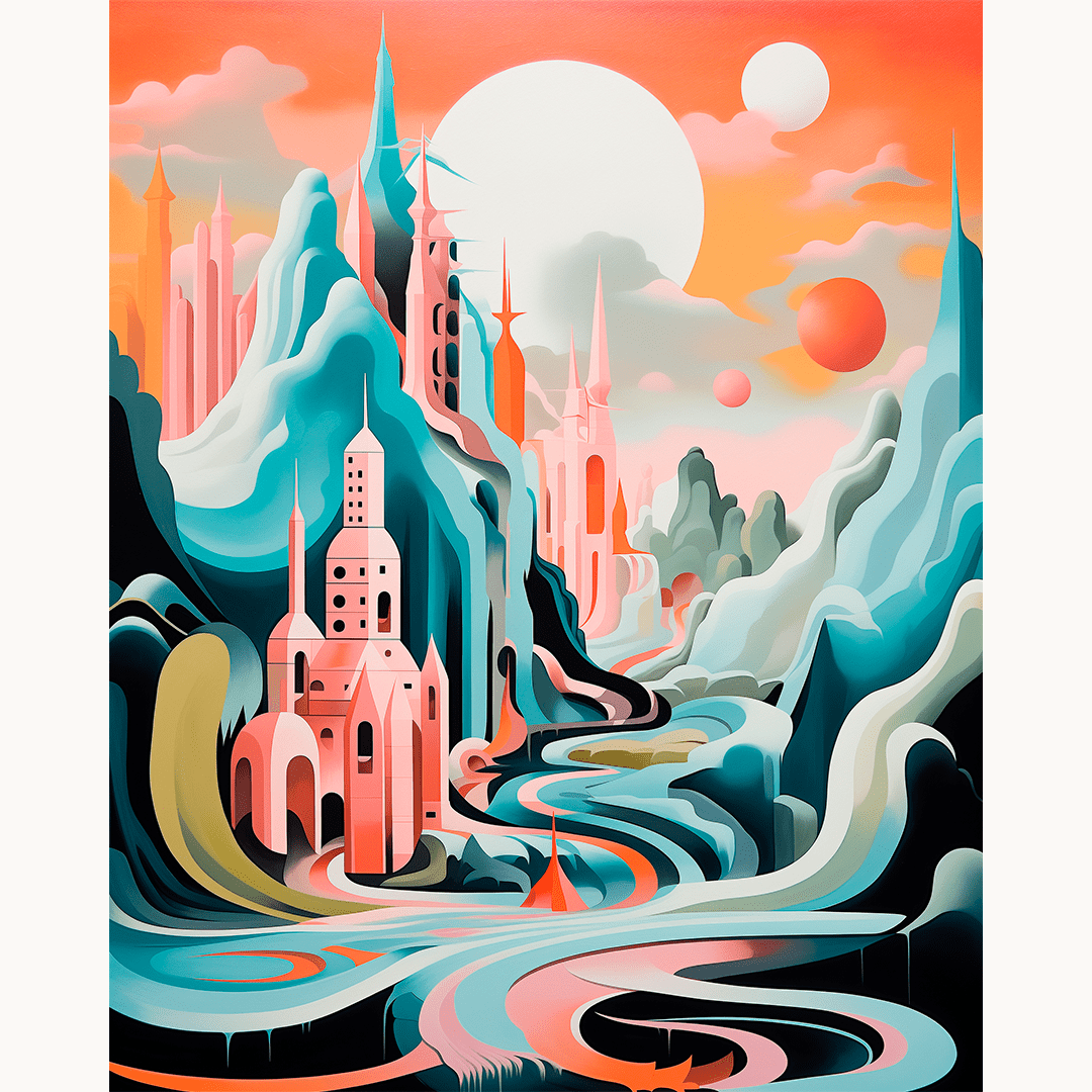 A vibrant and imaginative piece of artwork.