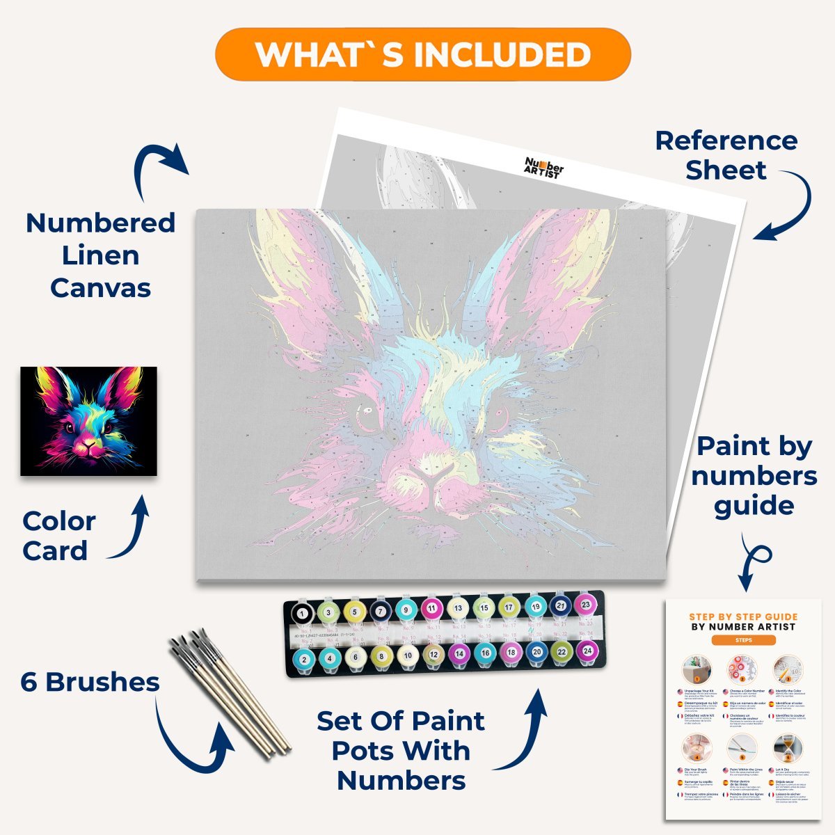 Colorful Bunny - Number Artist Paint by Numbers Kits