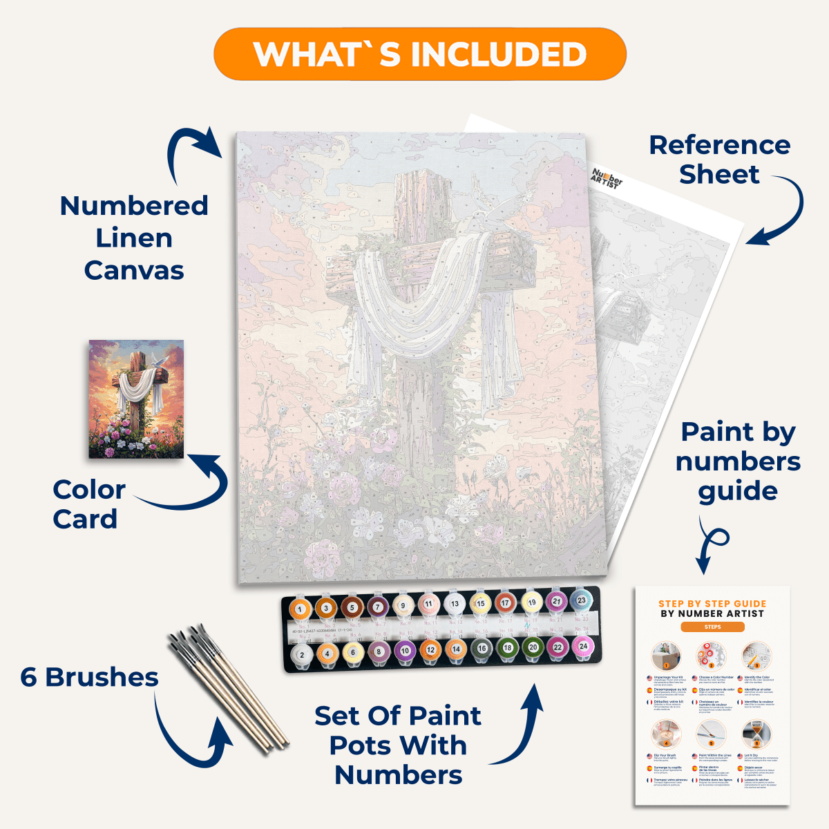 Cross Flowers - Number Artist Paint by Numbers Kits