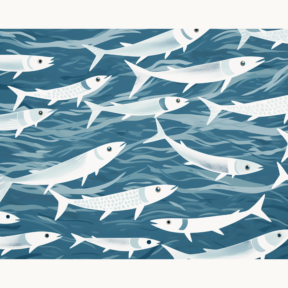 The image depicts a lively marine scene.