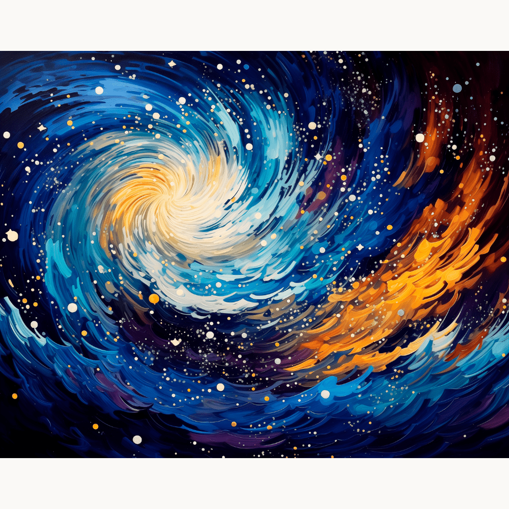 This is a digital artwork depicting an abstract cosmic scene.