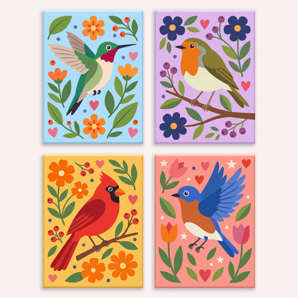 Folk Art Songbirds - Number Artist Paint by Numbers Kits