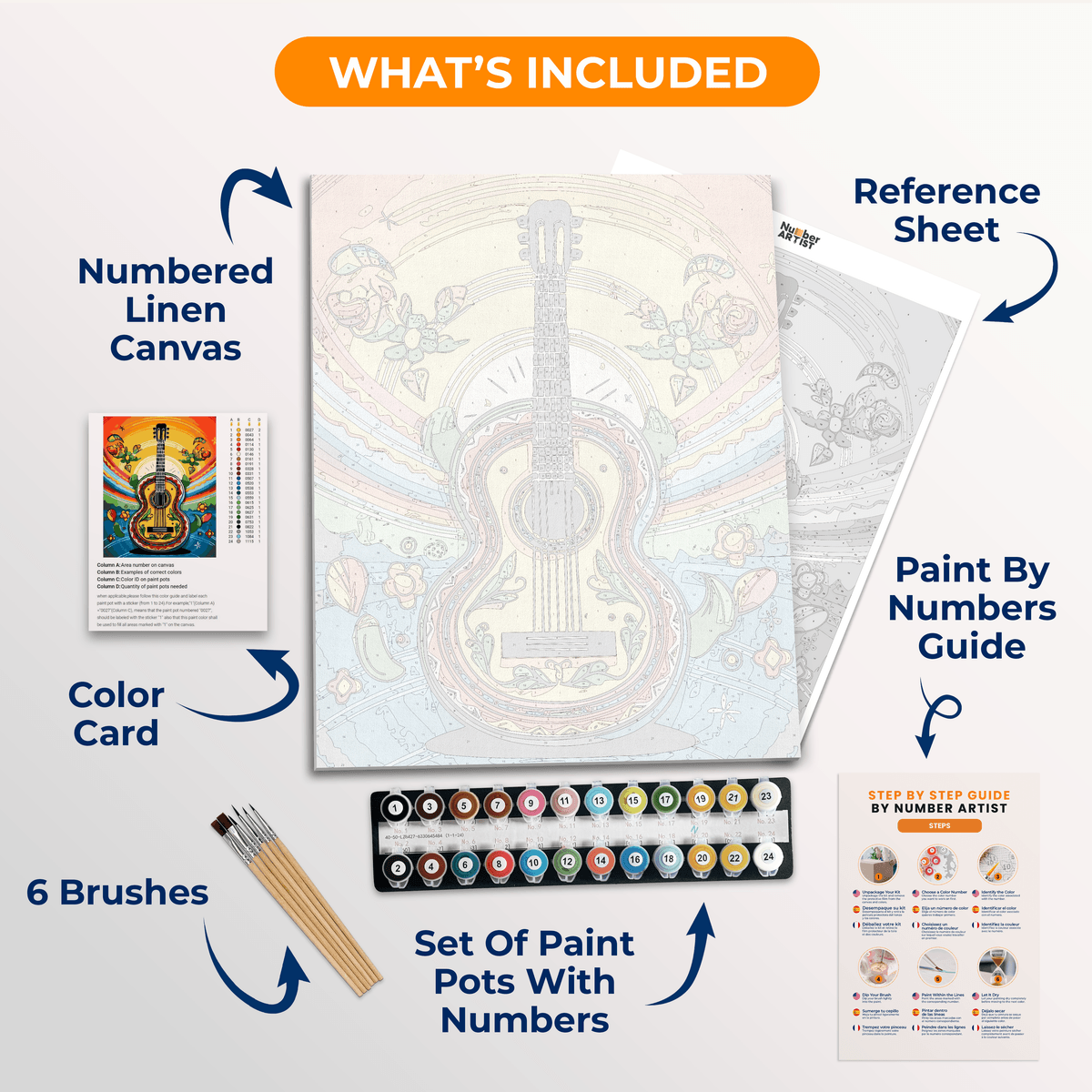 Mexican Style Guitar - Number Artist Paint by Numbers Kits