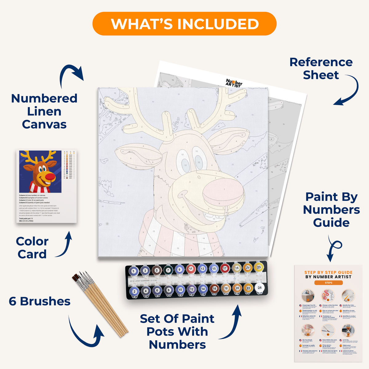 Red Nose Rudolph - Number Artist Paint by Numbers Kits