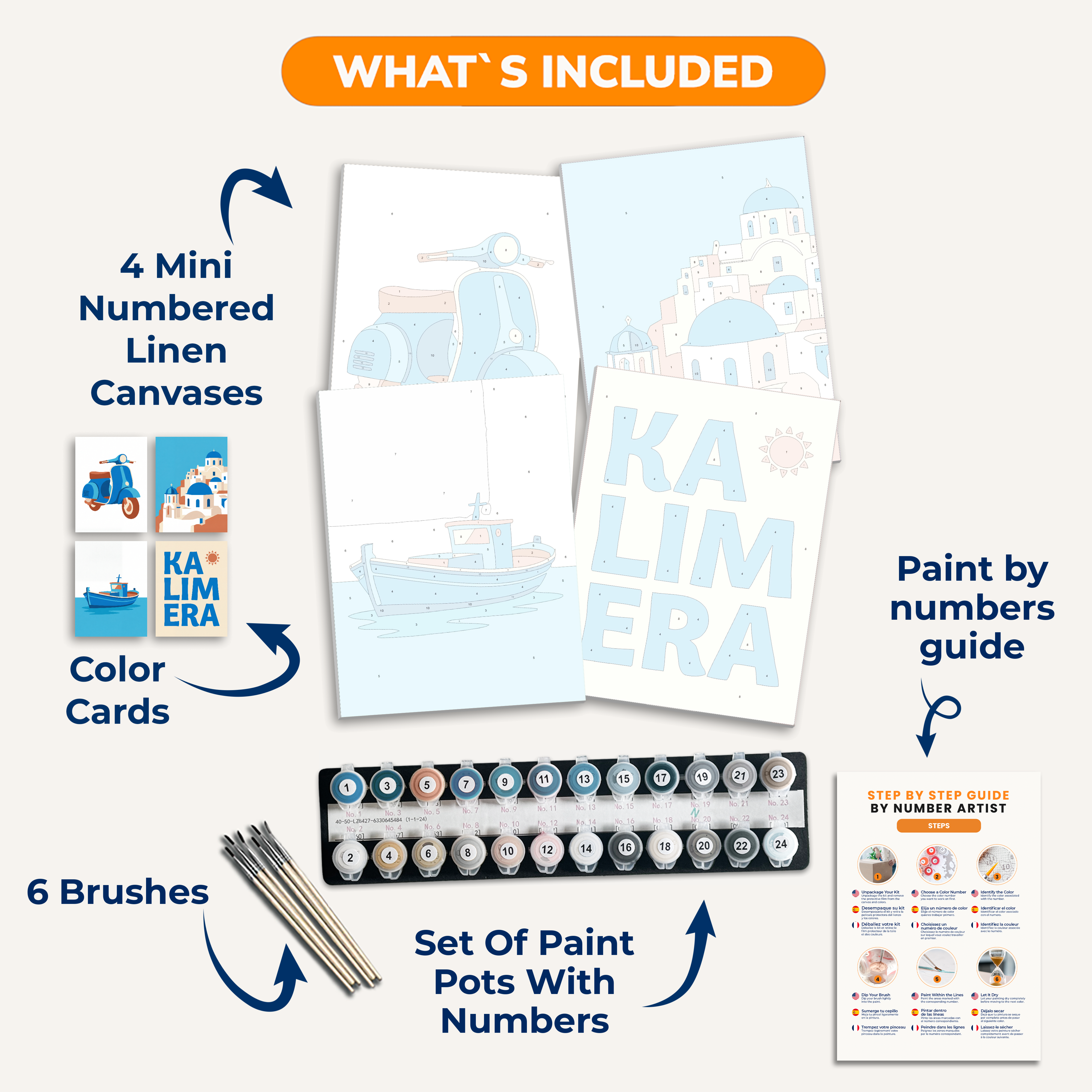 Greek Island Escape - Number Artist Paint by Numbers Kits