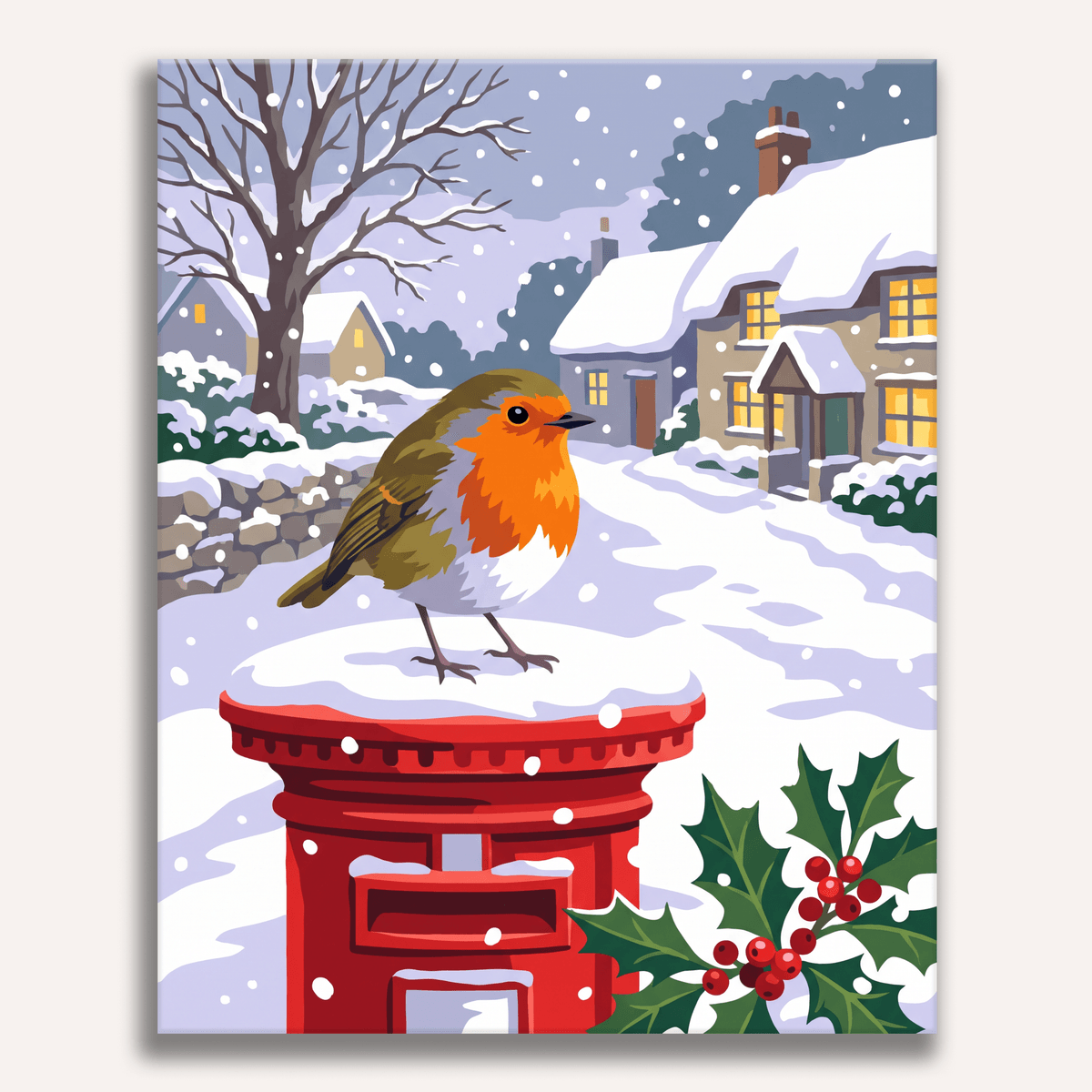 Snowy Postbox Robin - Number Artist Paint by Numbers Kits