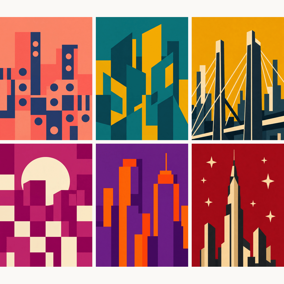 Geometric Cities - Number Artist Paint by Numbers Kits