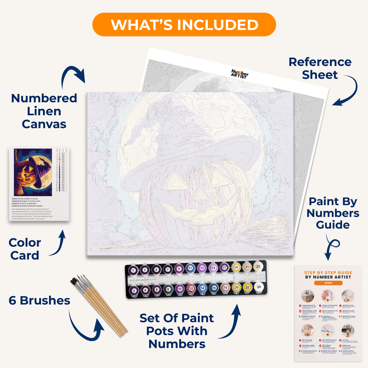 Witch's Pumpkin - Number Artist Paint by Numbers Kits