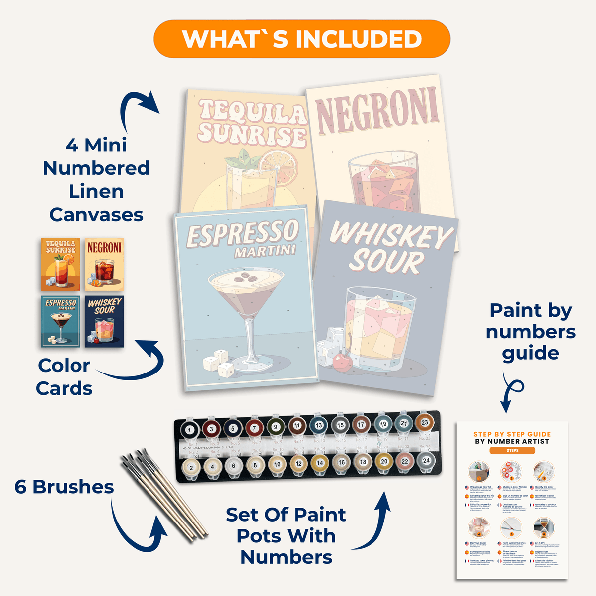 Vintage Sips - Number Artist Paint by Numbers Kits