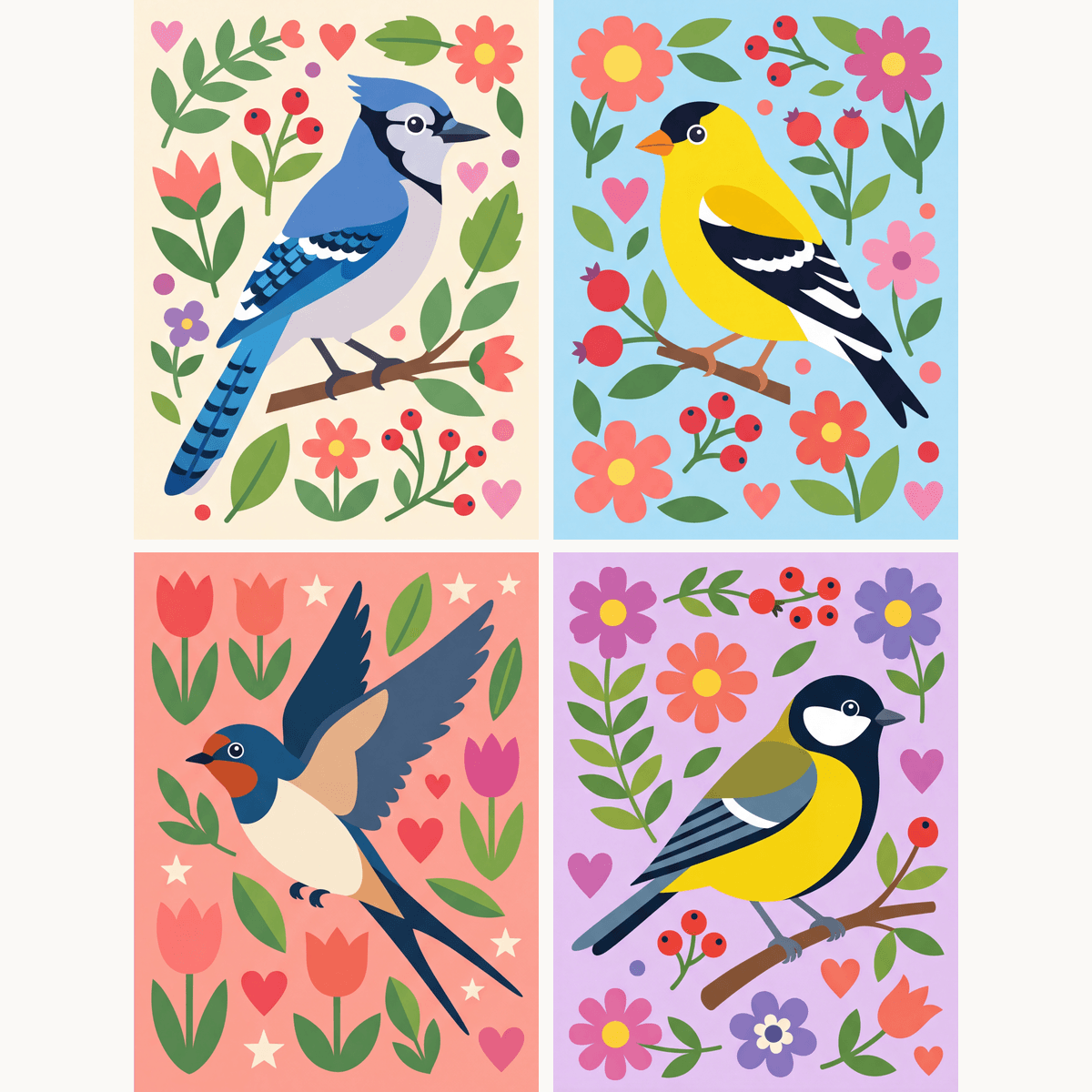 Folk Art Songbirds Vol. 2 - Number Artist Paint by Numbers Kits