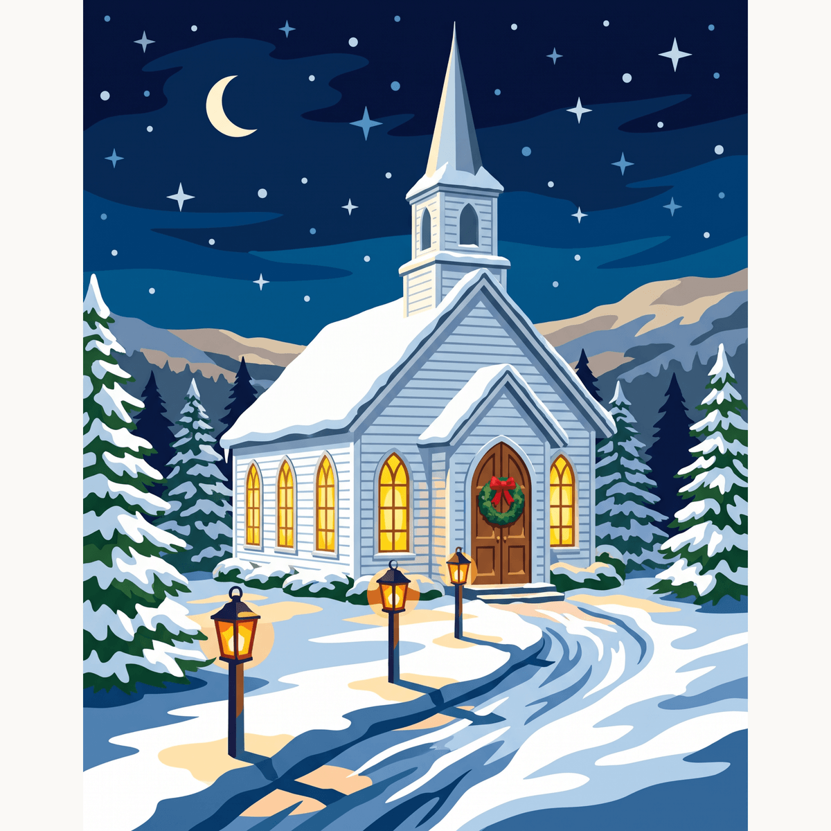 Silent Night Chapel - Number Artist Paint by Numbers Kits