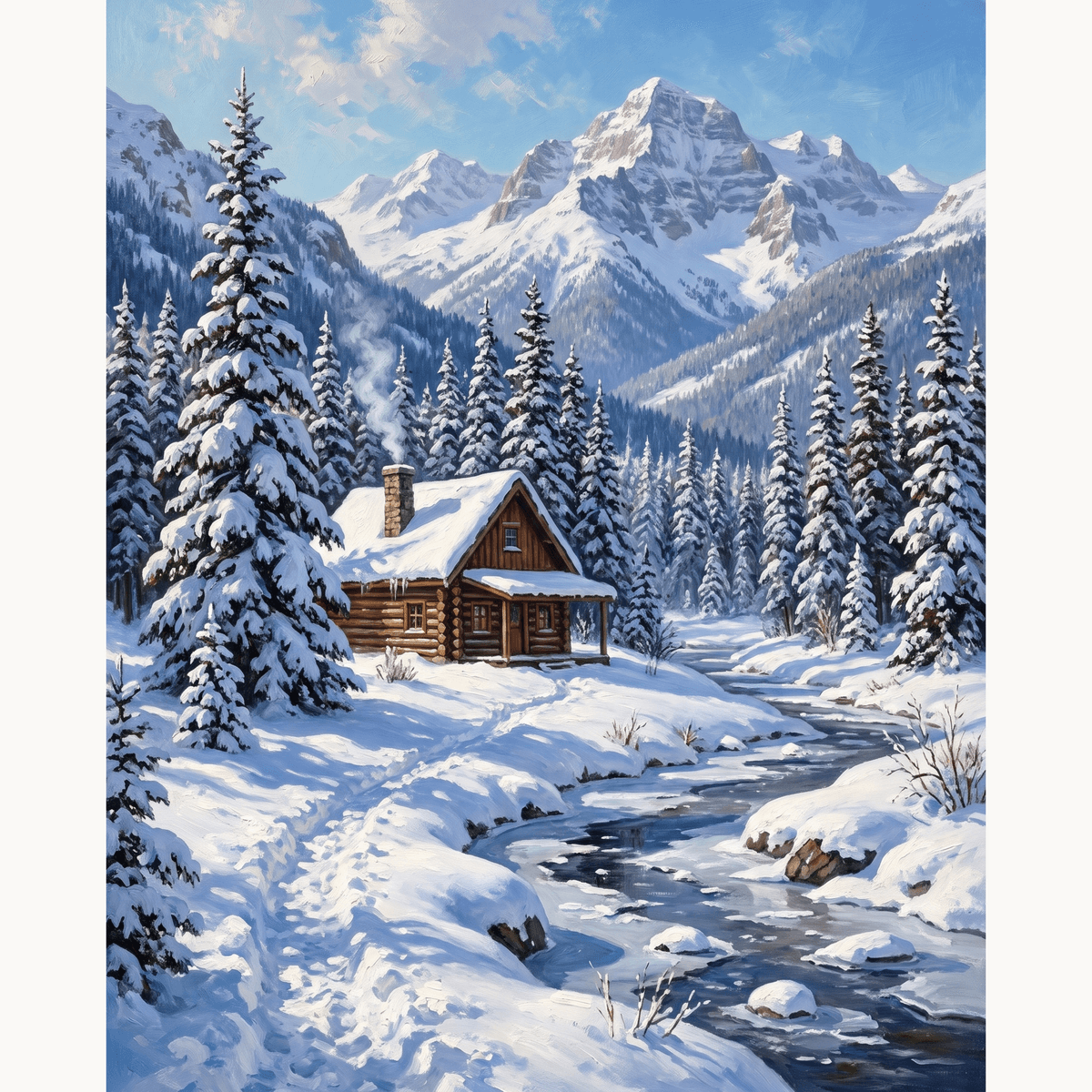 Snowy Cabin - Number Artist Paint by Numbers Kits