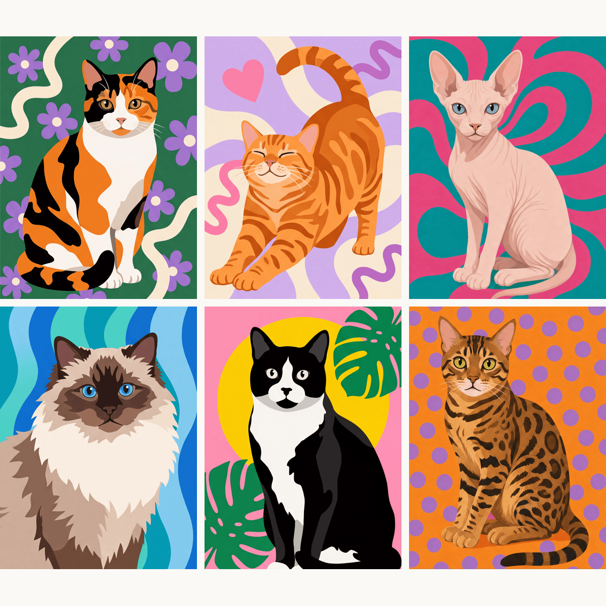 Funky Cats - Number Artist Paint by Numbers Kits