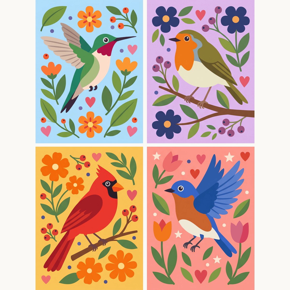 Folk Art Songbirds - Number Artist Paint by Numbers Kits