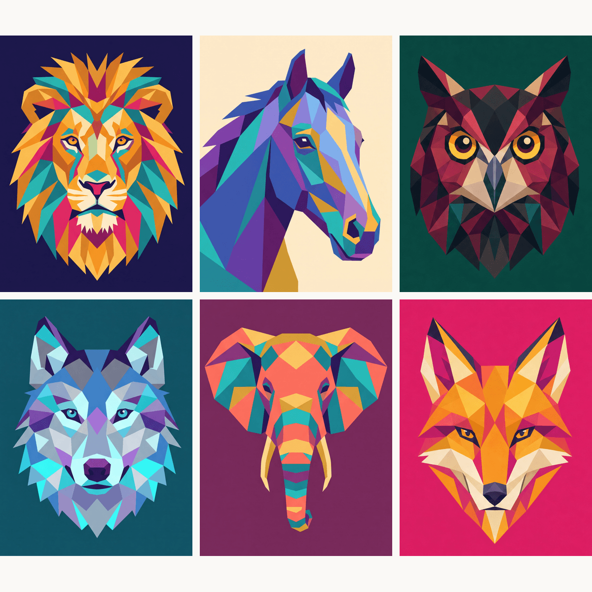 Low Poly Animals - Number Artist Paint by Numbers Kits