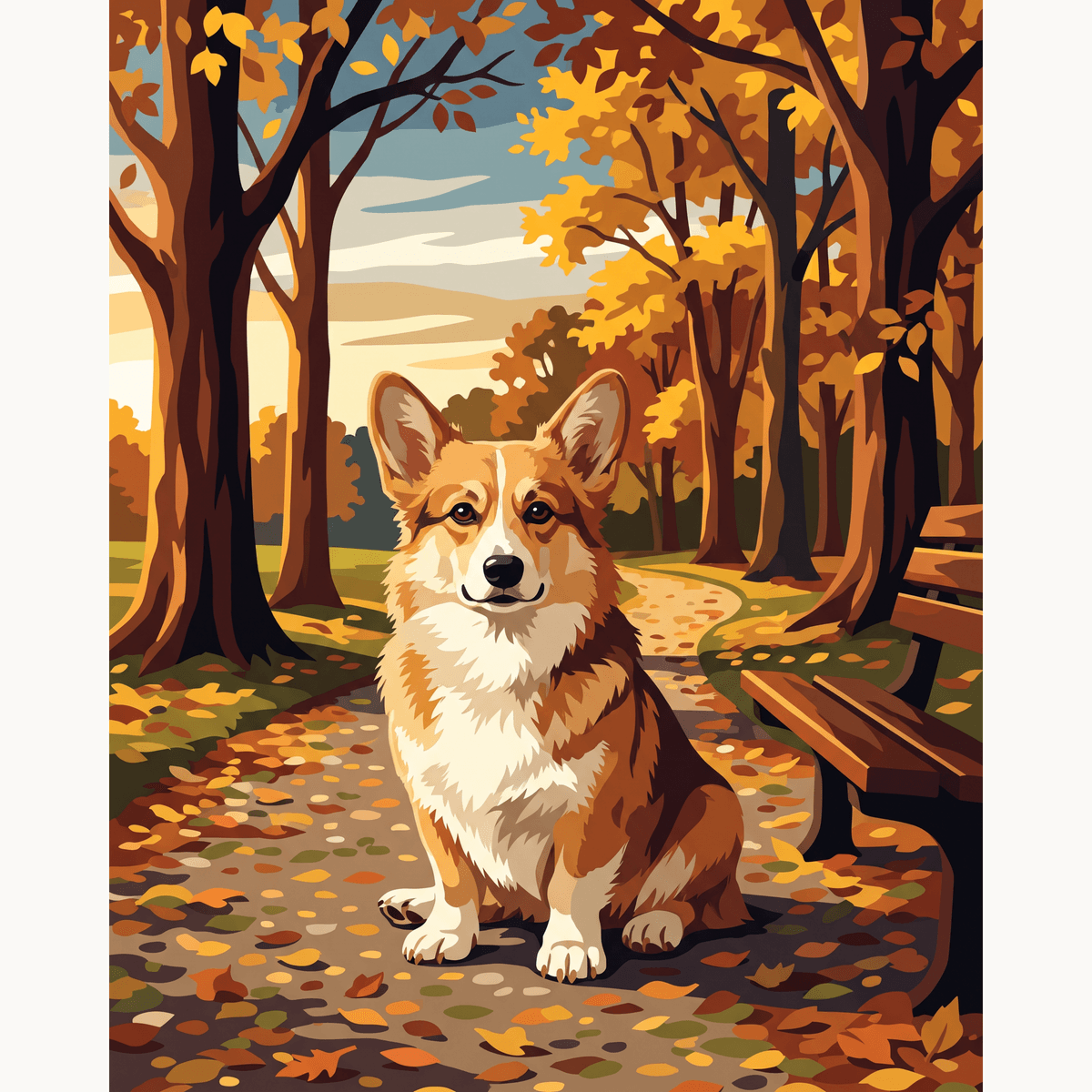 Golden Leaf Corgi - Number Artist Paint by Numbers Kits