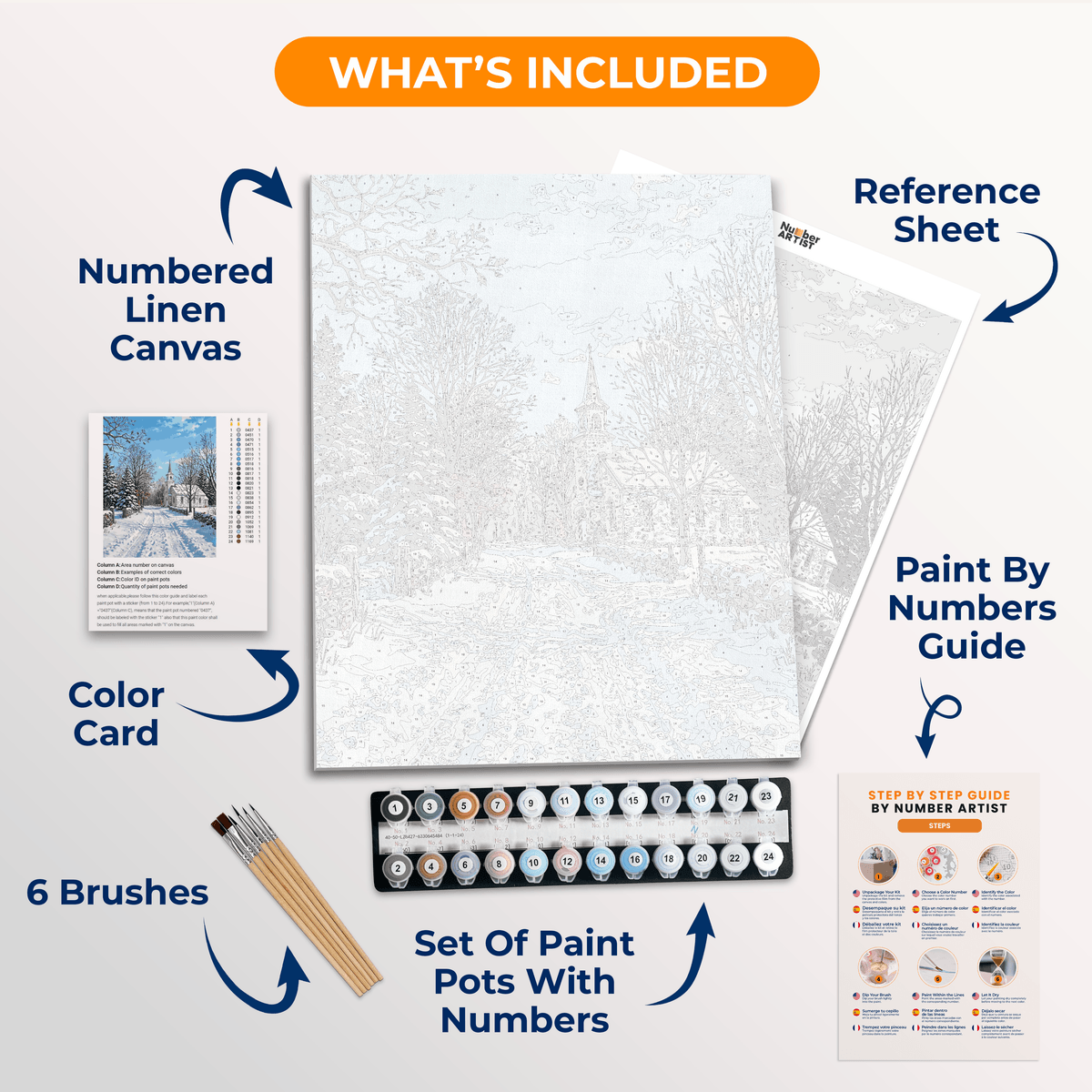 Snowy Chapel Lane - Number Artist Paint by Numbers Kits