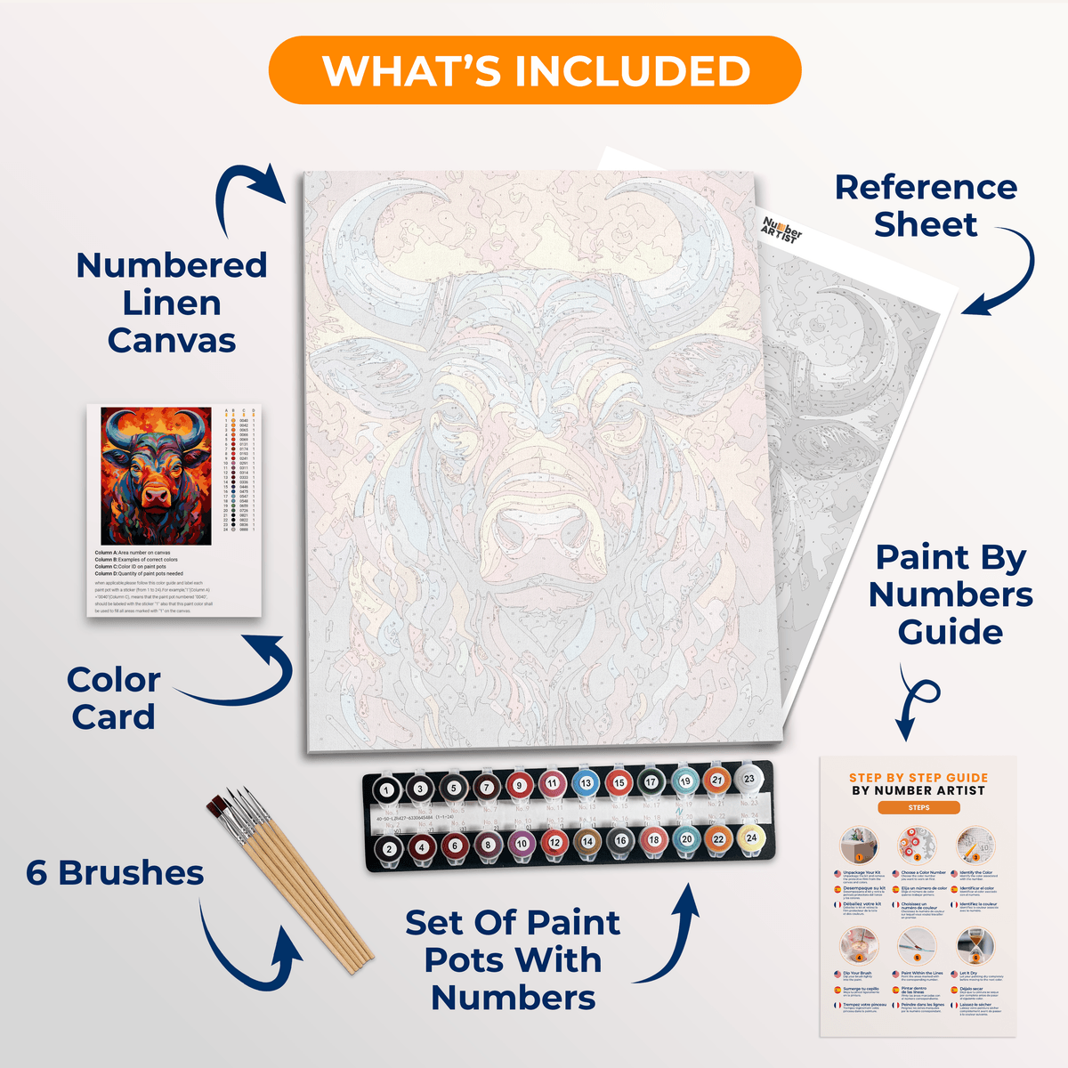 This is a vibrant, colorful poster featuring an illustration of a large, bull-like creature with prominent horns.