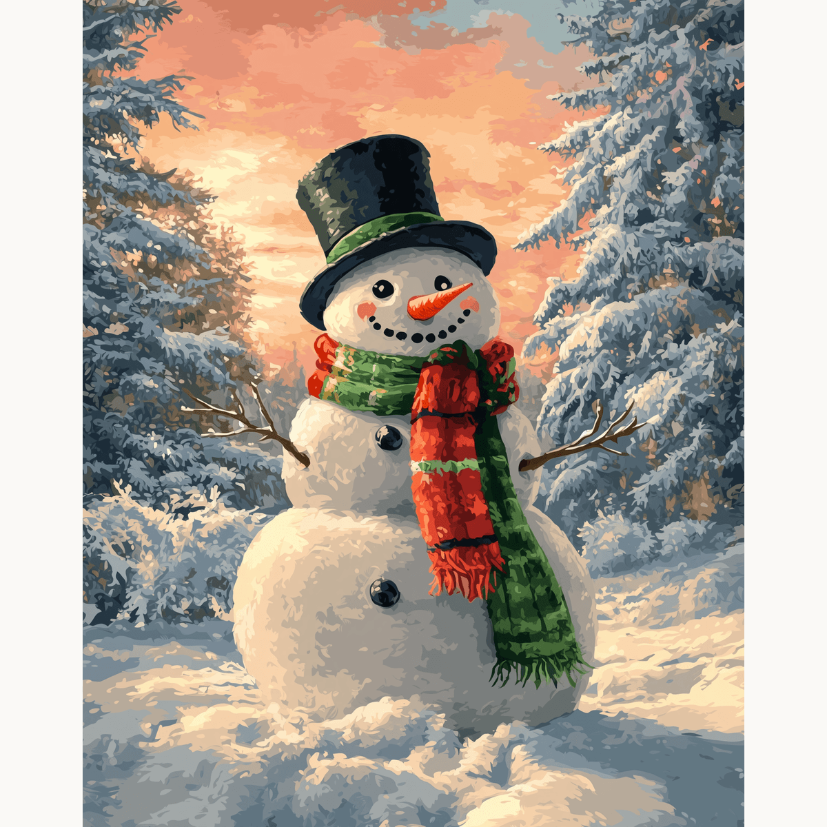 Cheerful Snowman - Number Artist Paint by Numbers Kits