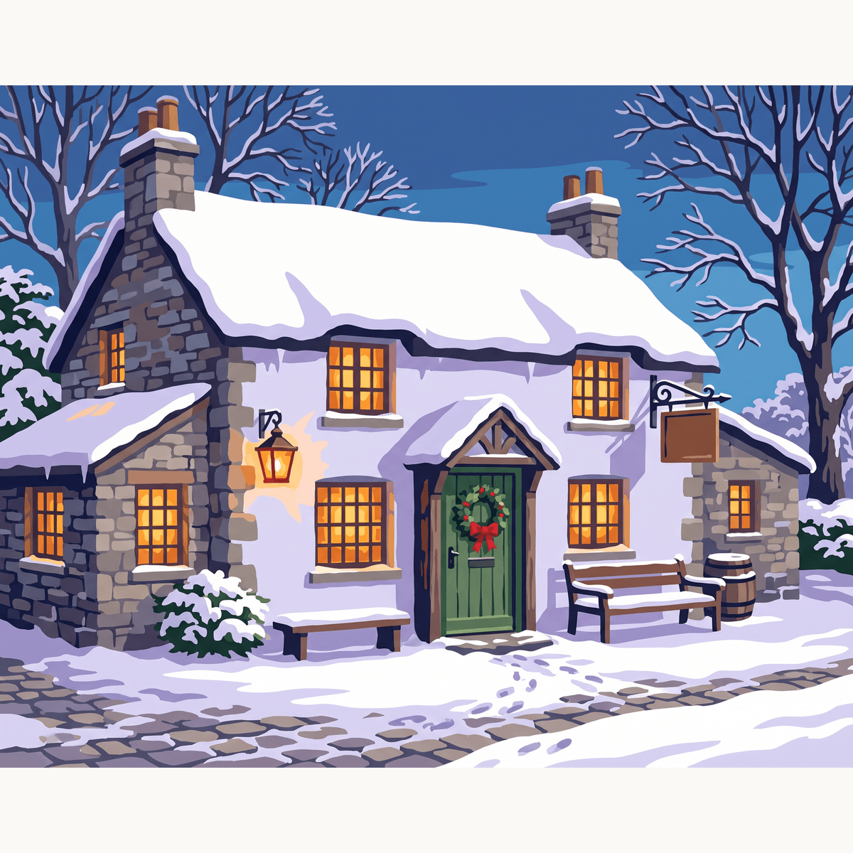 Snowy Pub Glow - Number Artist Paint by Numbers Kits