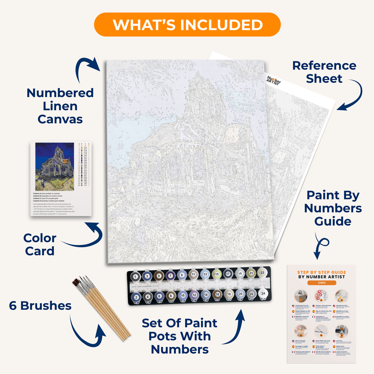The Church at Auvers by Vincent Van Gogh - Number Artist Paint by Numbers Kits