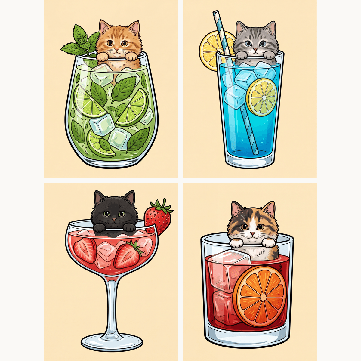 Cocktail Kittens - Number Artist Paint by Numbers Kits