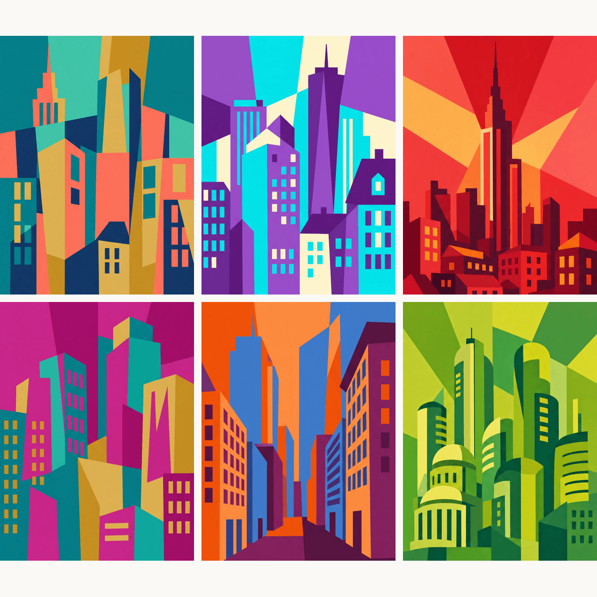 Color Block Cities - Number Artist Paint by Numbers Kits