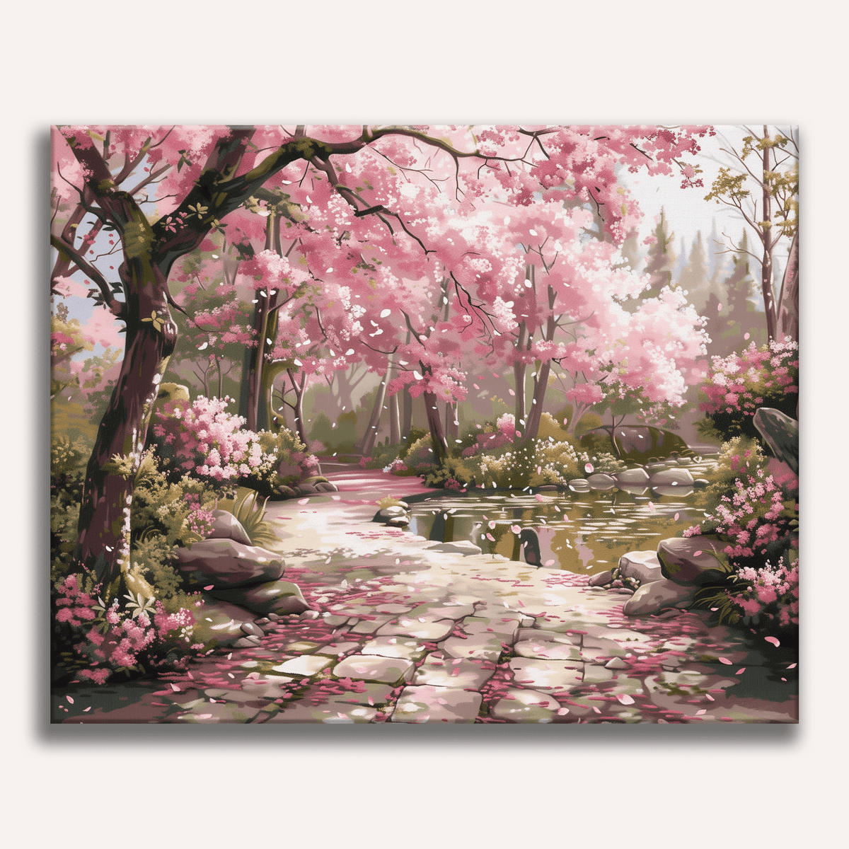 Serene Sakura Stone Path - Number Artist Paint by Numbers Kits