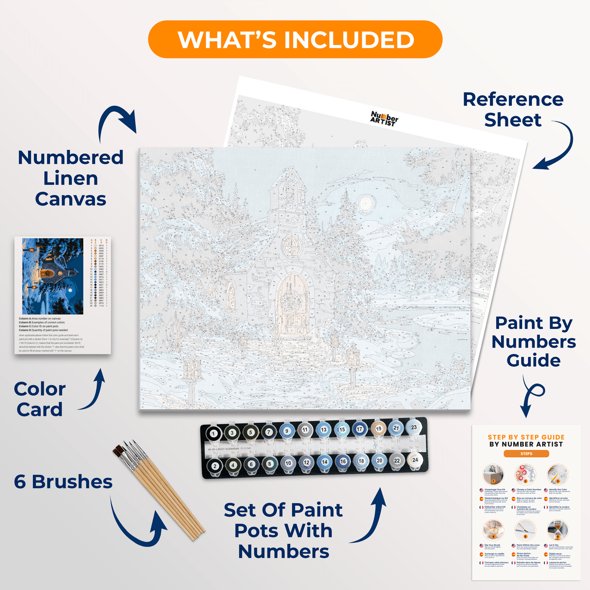 Snowy Chapel - Number Artist Paint by Numbers Kits