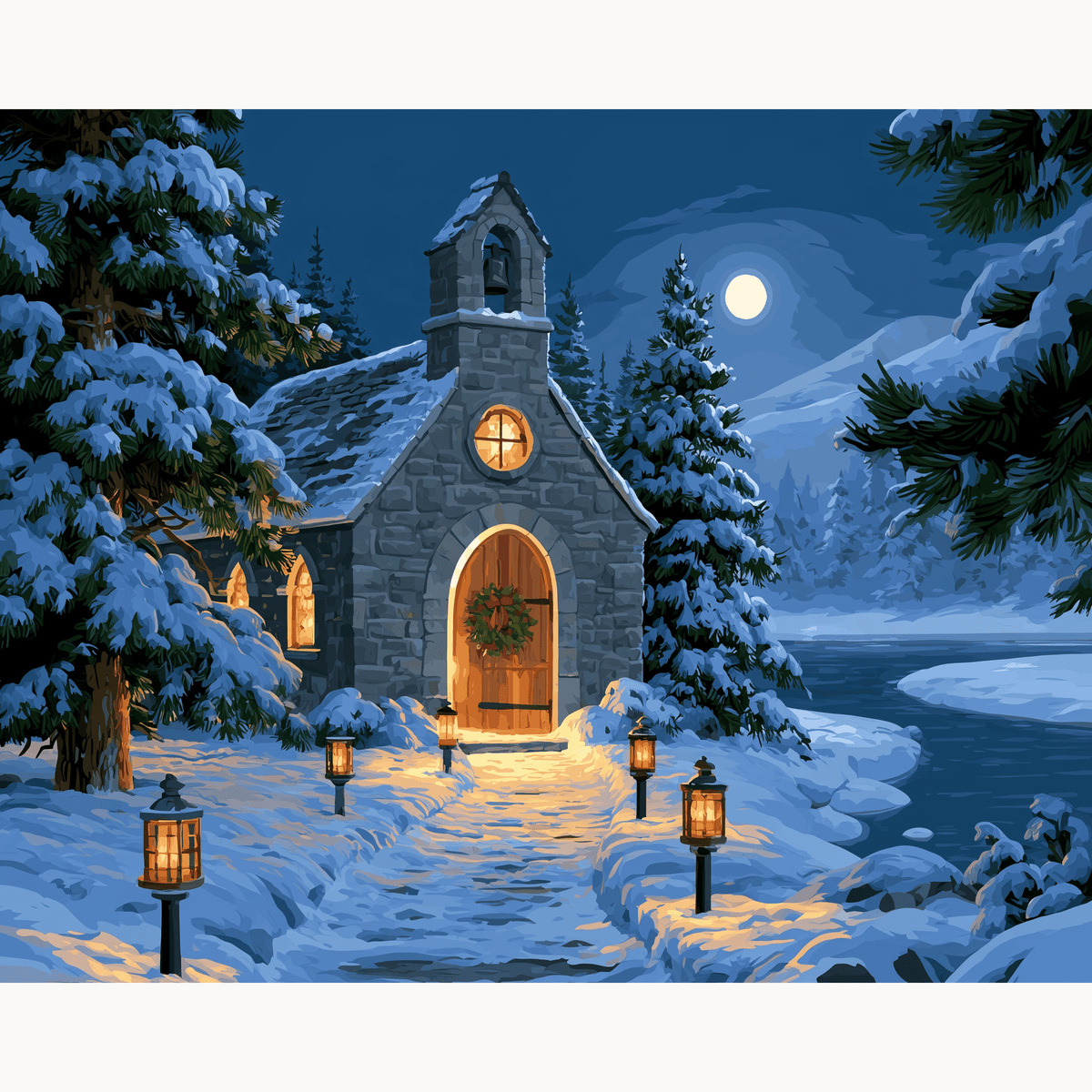 Snowy Chapel - Number Artist Paint by Numbers Kits
