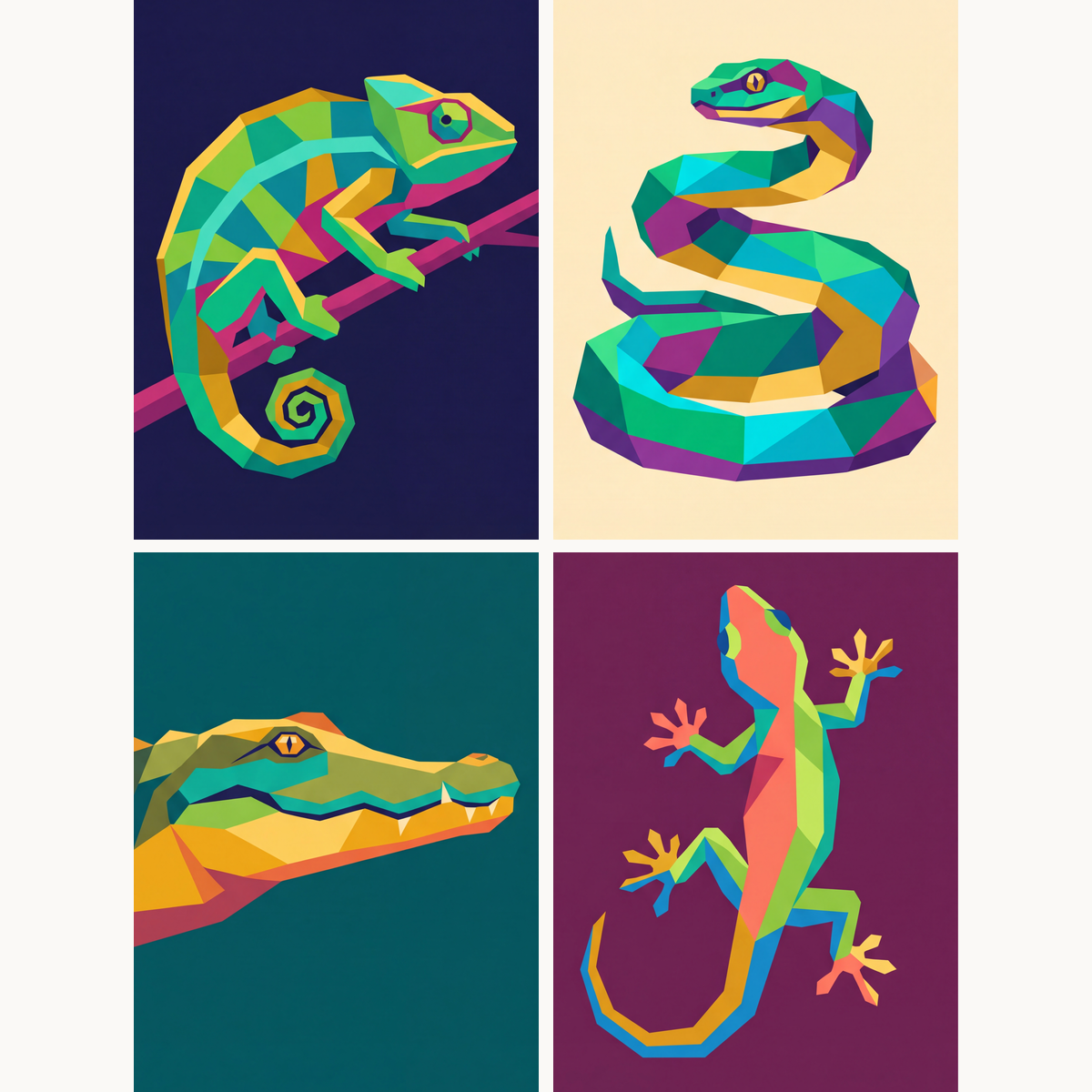 Polygonal Reptiles - Number Artist Paint by Numbers Kits