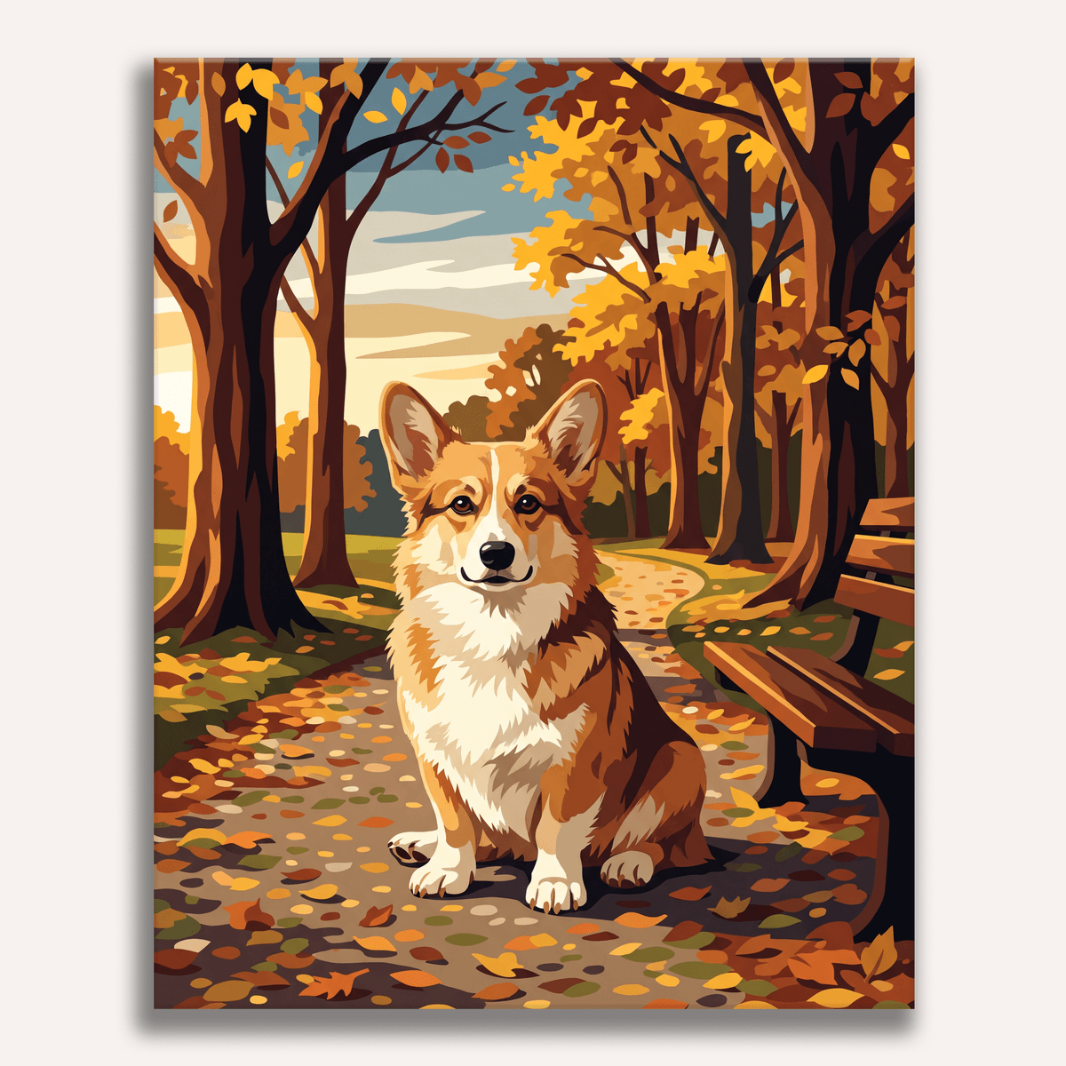Golden Leaf Corgi - Number Artist Paint by Numbers Kits