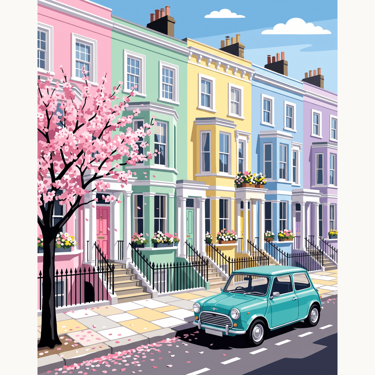 Pastel Row Blossom - Number Artist Paint by Numbers Kits