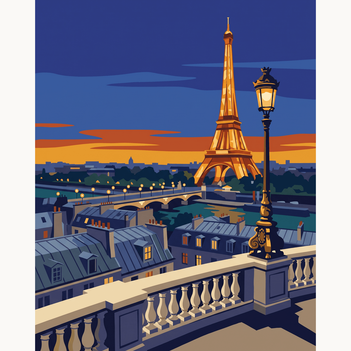 Eiffel Evening Glow - Number Artist Paint by Numbers Kits
