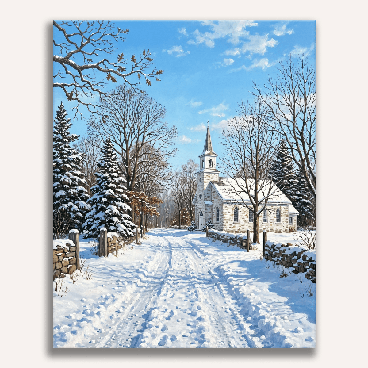 Snowy Chapel Lane - Number Artist Paint by Numbers Kits