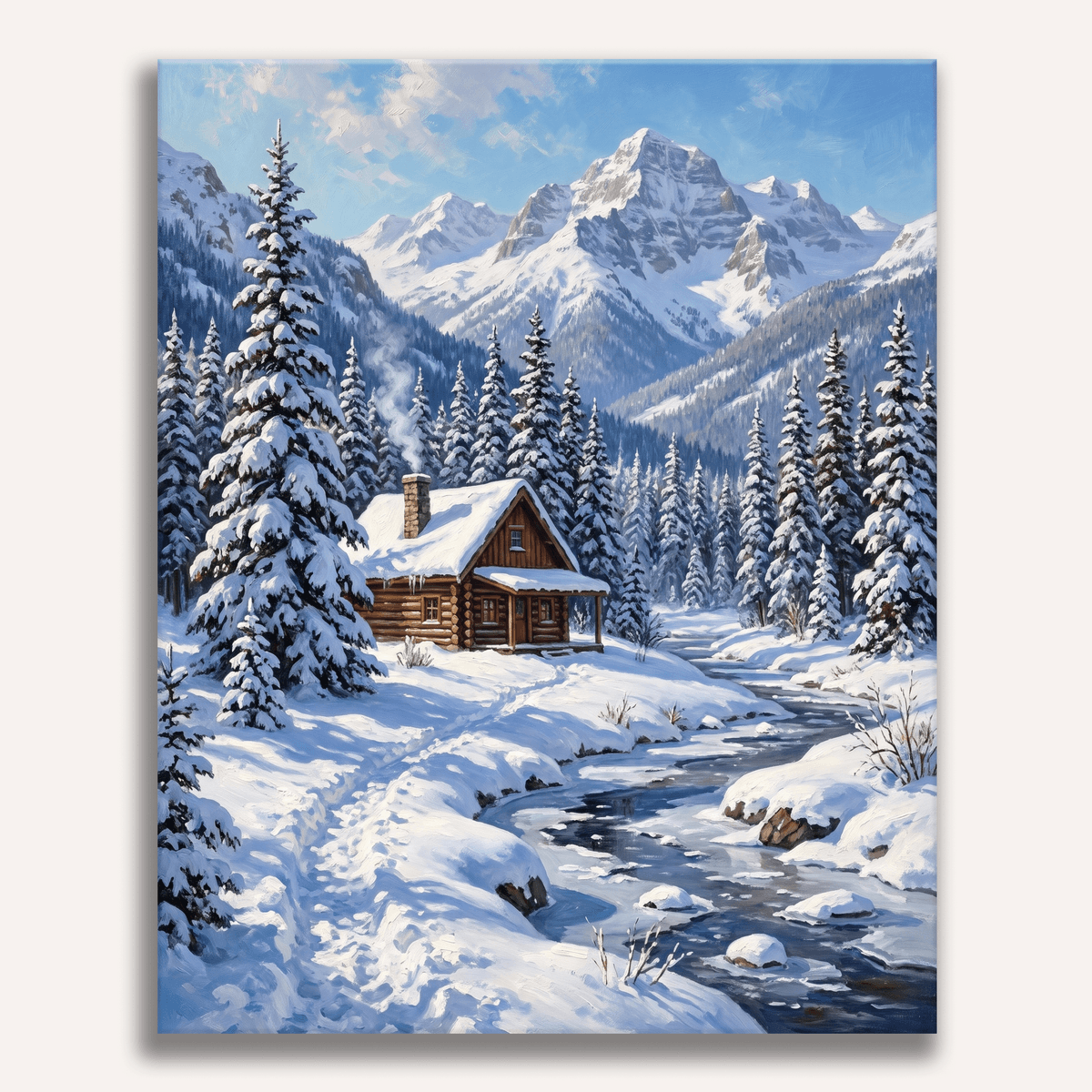Snowy Cabin - Number Artist Paint by Numbers Kits